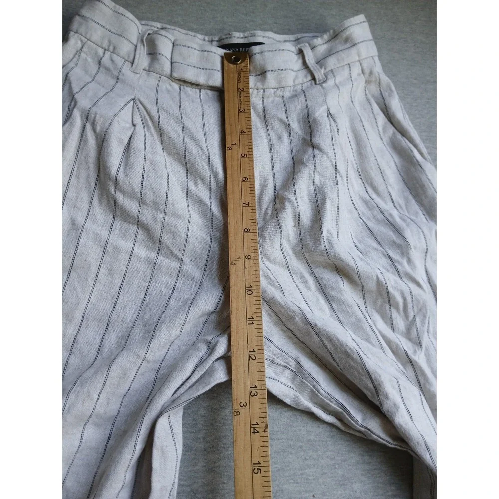 Banana Republic Pants 4 Linen Wide Leg Pleated Trouser Work Career Corp Office